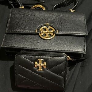 Tory Burch Black Leather Bag and Wallet Set (make a offer